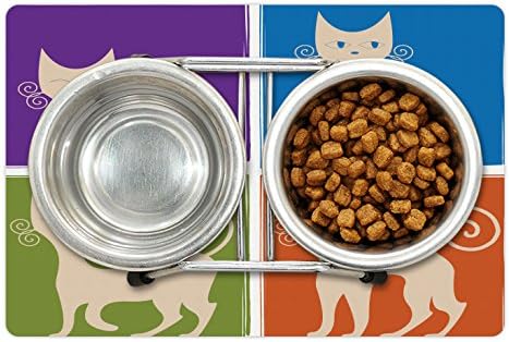 Ambesonne Funny Pet tapete para comida e água, os gatos dos desenhos animados bigodes emoção