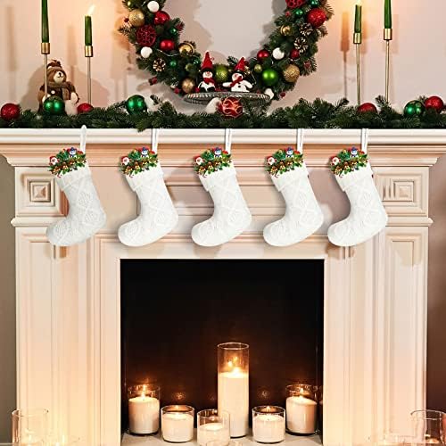 Pacote de 12 mini meias de Natal de malha de 6 polegadas de malha de natal meias de família meias