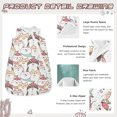 Vvfelixl Sack Sack para bebês recém -nascidos - Shiba Inu Dog Baby Bobagem vestível - Bolsa de dormir