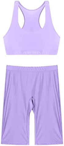 Linjinx Womens 2PC Set Set Gymy Sleeveless Gym Swimwear Roup Crop Top com shorts atléticos