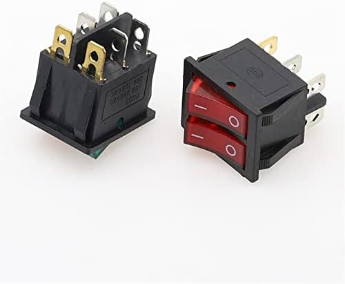 1PCS Double Rocker Switch DPST 6 pinos ON-OFF com verde + luz vermelha 20A 125VAC Chave de trava