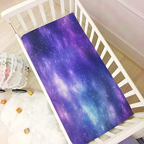 Folhas de berço ajustadas, universo Galaxy Nebula Space Baby Crib Sheet para meninos meninas, Snug encerrou