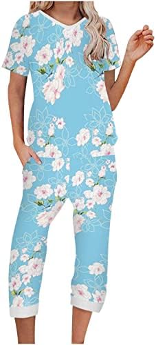 Fall Summer Graphic Print Flower Pants Para Ladies Roupos Country Country Concert Cotton Sets 5L 5L