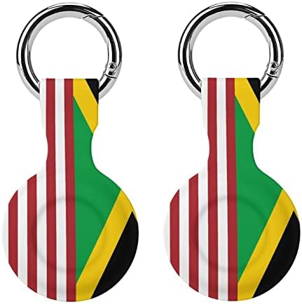 Caixa de silicone impressa na bandeira jamaicana da Fiag para airtags com o chaveiro de tag -tag de