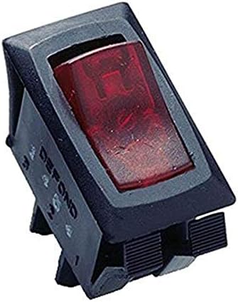 Gardner Bender GSW-48 Mini-rocker elétrico Switch, SPST, On-Off, 13 A/125V AC, Spade Terminal, Red Illuminated