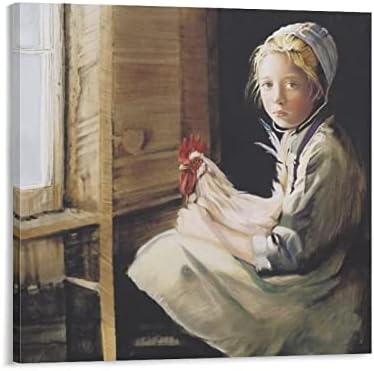 Cartazes Amish Girl com Ralo Pintura a óleo Pintura vintage Arte de parede Arte da parede de lona para