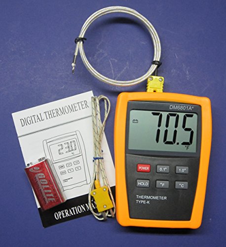 Termômetro digital científico do tipo K DM6801 com termoparto K de alta temperatura K PK-1000