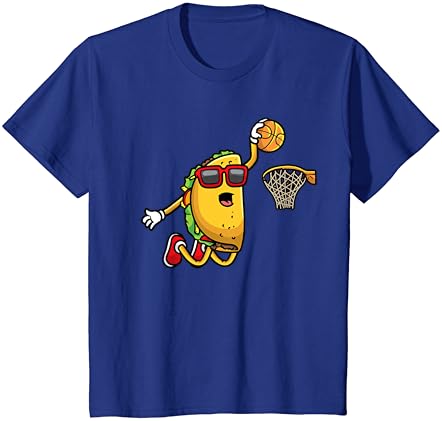 Taco jogando basquete mexicano Cinco de Mayo Kids Men T-Shirt
