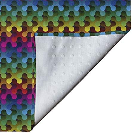 Toalha de tapete de ioga geométrica de Ambesonne, Tripppy Digital Gradient Game Style Shapes curvos futuristas