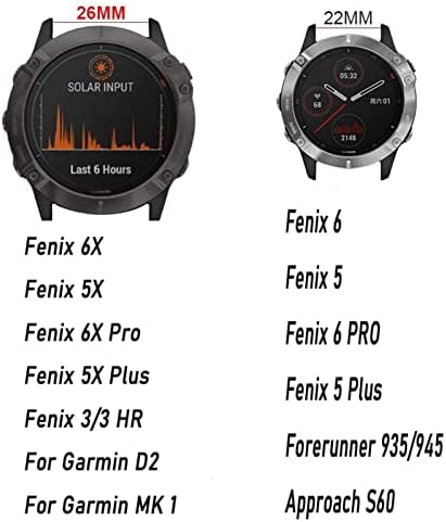 Daseb para Garmin Fenix ​​6 Pro/Sapphire 5 5x mais 6 6x Pro 3 3hr 5 Plus Pulseira Quick Fit 26 22mm relógio de relógio Acessórios