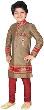 Ahhaaaa Kids Indian Etnic Bollywood Style Indo-ocidental Sherwani e calças definidas para meninos