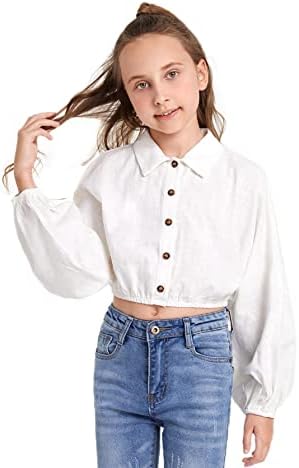 Botão casual da camisa de manga longa da menina de Soly Hux Hux