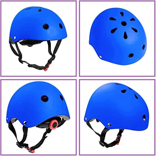 Kids Bike Helmet Conjunto de joelheiras de skate - Capacete de capacete CACAÇÃO PADROS DE PLUSTOS AJUSTÁVEL