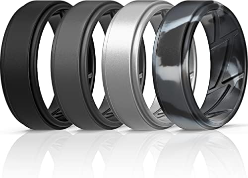 Thunderfit Silicone Wedding Rings for Men Breidos internos de fluxo de ar respiráveis ​​- Bandas