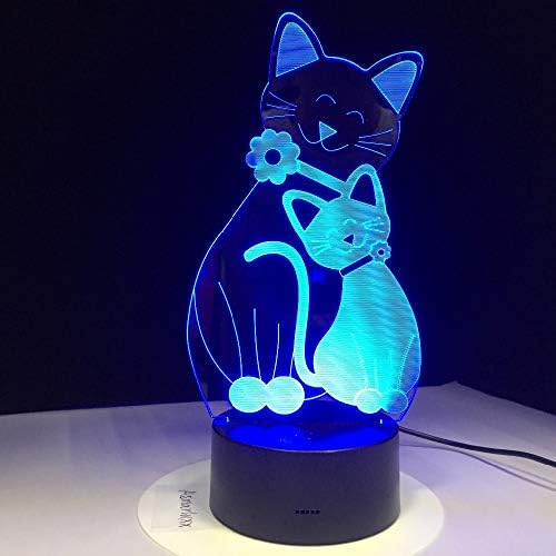 3dlamp fofo gato de gato lâmpada 7 cores alterando a luz noturna atmosfera luz 3d gatinho humor toque lâmpada