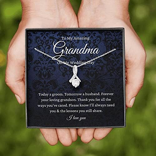 Jóias de cartão de mensagem, colar artesanal- Presente personalizado Petit Ribbon, avó do presente do neto