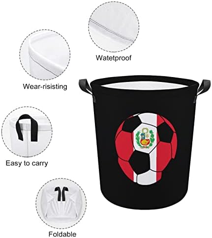 Peru Futebol Cesto de lavanderia de armazenamento dobrável Bin cestas de roupas de bolsa para dormitório doméstico