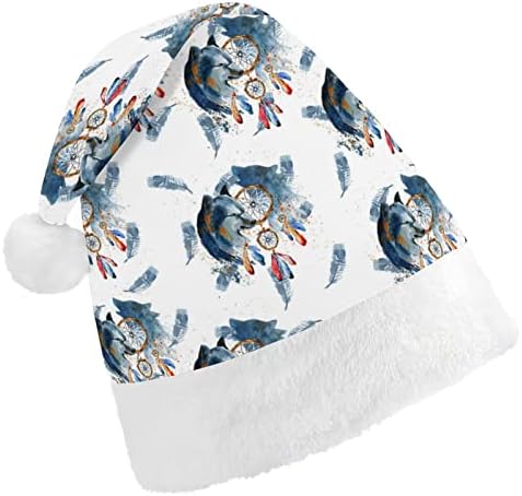 Catcher de sonho em aquarela com dois lobos chapéu de natal chapéu de santa chapéu engraçado chapéus