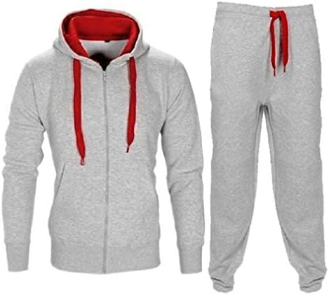 New Mens Contrast Drawcord Fleece Flack up Up Hooded Bottom Ruit de contrapote tracksuit