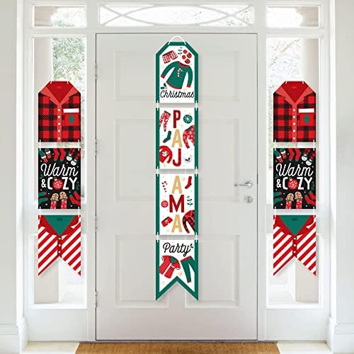 Pijamas de Natal de Big Dot of Happiness - Banners de porta de papel vertical penduradas - Kit de decoração