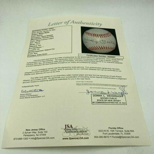 A impressionante Mickey Mantle assinou a Liga Americana de beisebol da Liga Americana JSA COA - Bolalls autografados