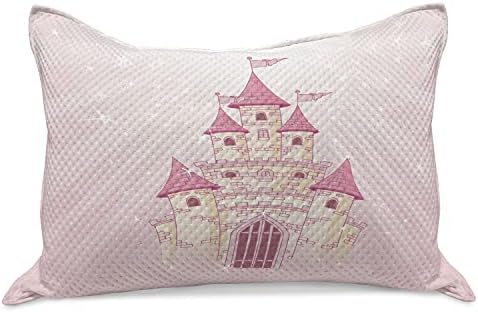 Castelo de Ambesonne Castelo de malha de colcha de travesseiros, Maravilha de desenho animado Palácio Palácio