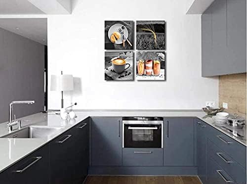 Arte de parede de lona de comida de petróleo Oilpa para decoração de cozinha Decoração preta e branca Imagens