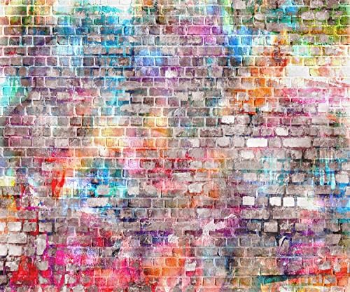 Corfoto 10x8ft Brick Colorful Brick Parede Cenário colorido de graffiti Brick Brick para fotografia Hip