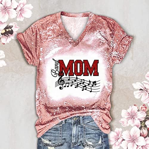 Mãe da banda Camisas femininas Carta engraçada Imprimir mama camiseta de manga curta Mã