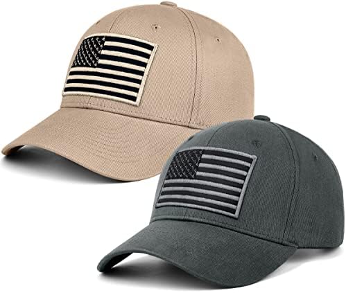 LCZTN 2 Pacote American Flag Baseball Cap for Men Mulheres, Low Profile USA Plain Dad Hat
