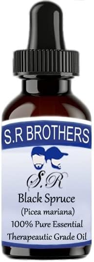 S.R Brothers Black Spruce puro e natural terapêutico de grau essencial com gotas de gotas de 50