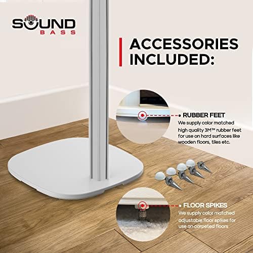 2 x SoundBass One Floor Stand, branco, compatível com Sonos One, One SL & Play: 1, Kit de hardware completo