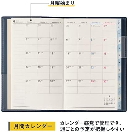 Noritsu Nolty 9058 Pocket Casual Weekly Planner, começa em abril de 2023, Marinha
