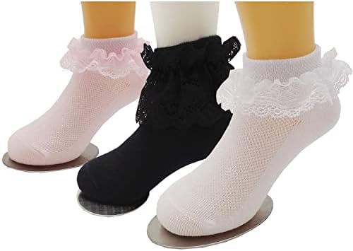 Xiyadun garotas agitadas de renda com ilhos de tornozelo com babados de tornozelo para infantil/criança/menina