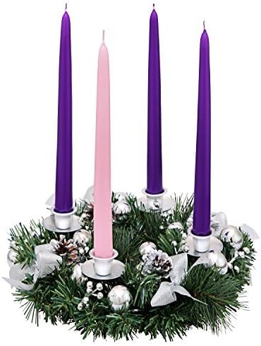Silver Ribbon Christmas Advent Wreath - Decor Central da Temporada do Advento - Decorações do vela do advento