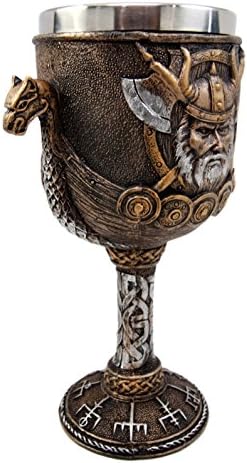 Atlantic colecionáveis ​​mitologia nórdica Viking Odin Warlord Dragon Longship 8oz Resin Wine Goblet Chalice com