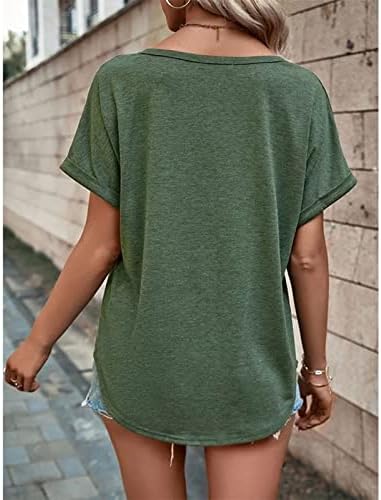 Camisa superior para meninas outono no verão de manga curta v algodão de pescoço de algodão para cima Tee