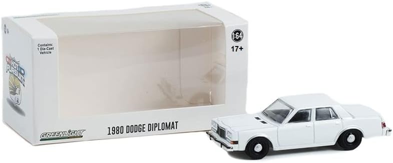 Greenlight 43006-N Hot Pursuit 1980-89 Dodge Diplomat Police White 1/64 Escala