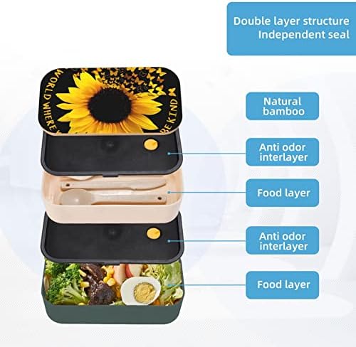 Caixa de bento de borboleta e almoço de girassol com alça ajustável atualizada, recipiente de alimentos