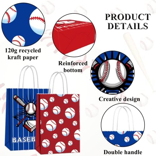 Sacos de presentes de beisebol de 16 PCs Baseball Bolsas de Goodie de Baseball para Baseball Festas de festa Bolsa