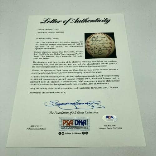 Jackie Robinson Roy Campanella 1952 Brooklyn Dodgers assinou o Baseball PSA DNA COA - Bolalls autografados