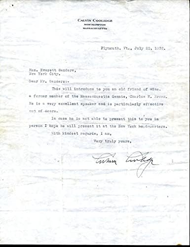 Calvin Coolidge JSA CoA assinado a mão de 1932 Autograf