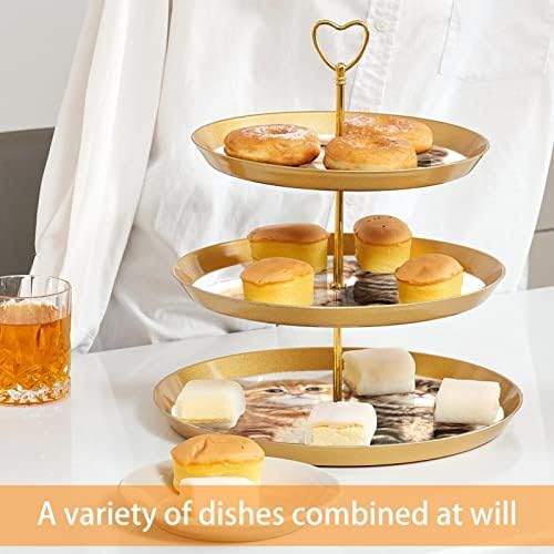 Conjunto de exibição de mesa de sobremesa, suporte de cupcakes de ouro, estandes de sobremesa, bandeja de porção