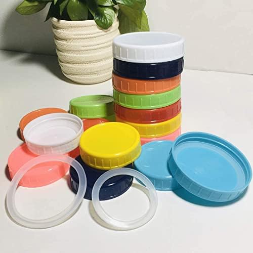 Tampas de jarra de pedreiro de plástico ganganmax com anéis de vedação 12 pacote de tampas de armazenamento