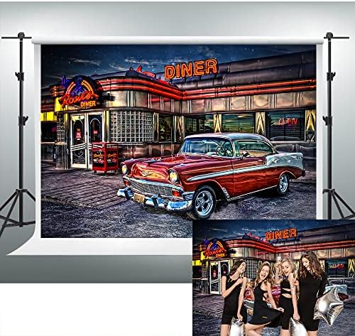 Vidmot 50's Rock Roll Diner Backdrop 1950s Vintage Cardrop Retro nostalgia Photography Background 7x5ft