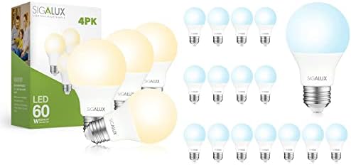 Lâmpadas de lâmpadas LED Sigalux A19 lâmpadas padrão 2700K ND 4PACK A19 Lâmpadas padrão 5000K ND 4PACK 16 4PACK