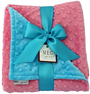 Meg Original Minky Dot Baby Girl Blanket, Paris Pink & Turquoise