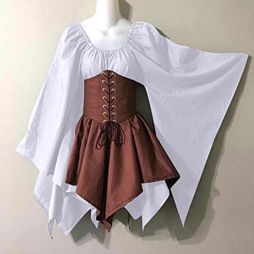Vestido de espartilho irlandês tradicional para mulheres renascentista medieval gótico manga