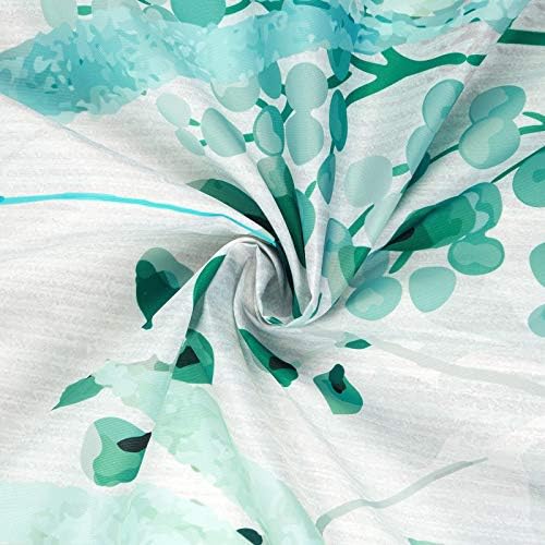 Cortana de chuveiro floral aquarela LIKIYOL, cortina de chuveiro azul e verde, cortinas de chuveiro branco, cortina