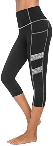 Capris de ioga de cintura alta feminina de Flatik com bolsos, esportes de exercícios que executam leggings